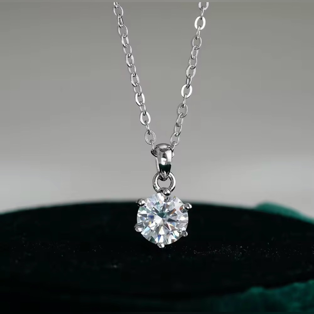 2 CT Solitaire Round Moissanite Pendant Necklace